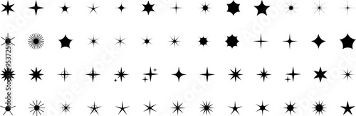 Star icons. Twinkling stars. Sparkles, shining burst. Christmas or New Year vector symbols.