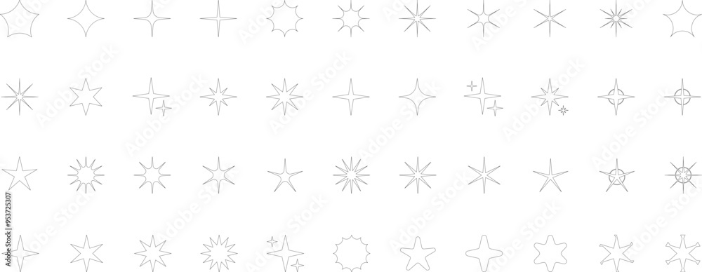 Fototapeta premium Star icons. Twinkling stars. Sparkles, shining burst. Christmas or New Year vector symbols.
