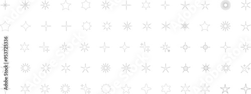 Star icons. Twinkling stars. Sparkles, shining burst. Christmas or New Year vector symbols.