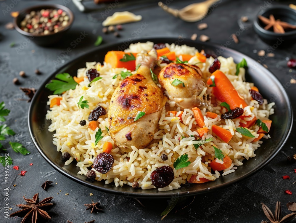 This rice pilaf is a hearty and nutritious dish, featuring tender pieces of chicken with succulent carrots for added texture