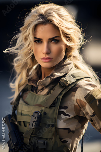 blond military woman, blond woman fighting in the military, female soldier