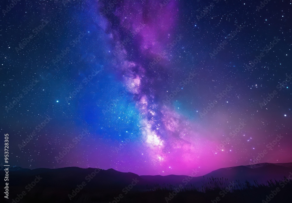 Milky Way Galaxy Over Mountains Milky Way Galaxy Over Mountains