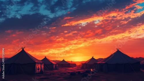 Sunset Camp in the Desert