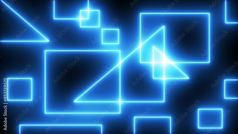 moving background with square and triangle shapes with attractive neon light. saber motion graphic with black background
