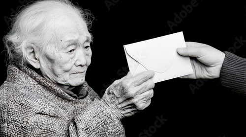 Beware of Grandparent Scams Frightened Elderly Woman on the Phone Threatened by Fraudulent Callers – A Symbolic Image of Telephone Fraud and Criminal Schemes photo