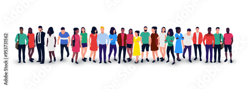 Group of people staying in line. Team concept. People crowd.