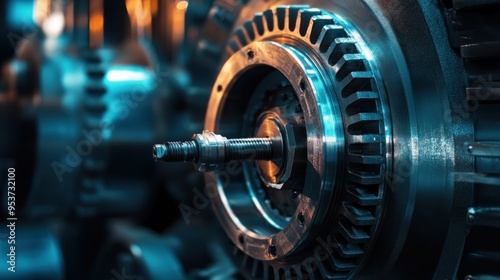 Close-up of a Metallic Gear with a Bolt and Nut