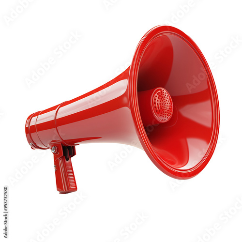 red megaphone on a blue background