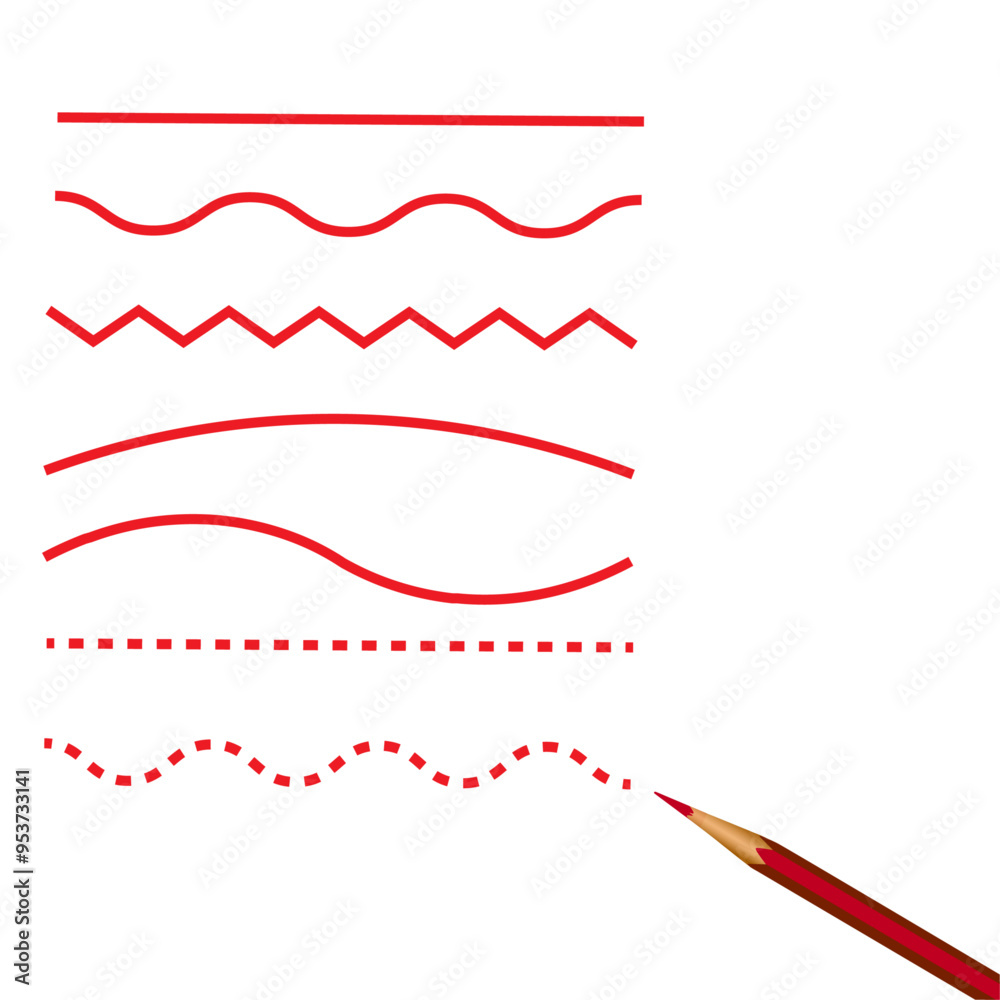 a red pencil and seven different red lines a red pencil and seven different red lines