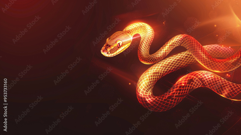 Happy Chinese New Year 2025, snake on the background of a Christmas red background, zodiac sign according to the Chinese horoscope Happy Chinese New Year 2025, snake on the background of a Christmas red background, zodiac sign according to the Chinese horoscope