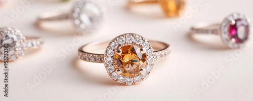 Jewelry department, sparkling diamonds and gemstones, luxurious presentation, Watercolor style