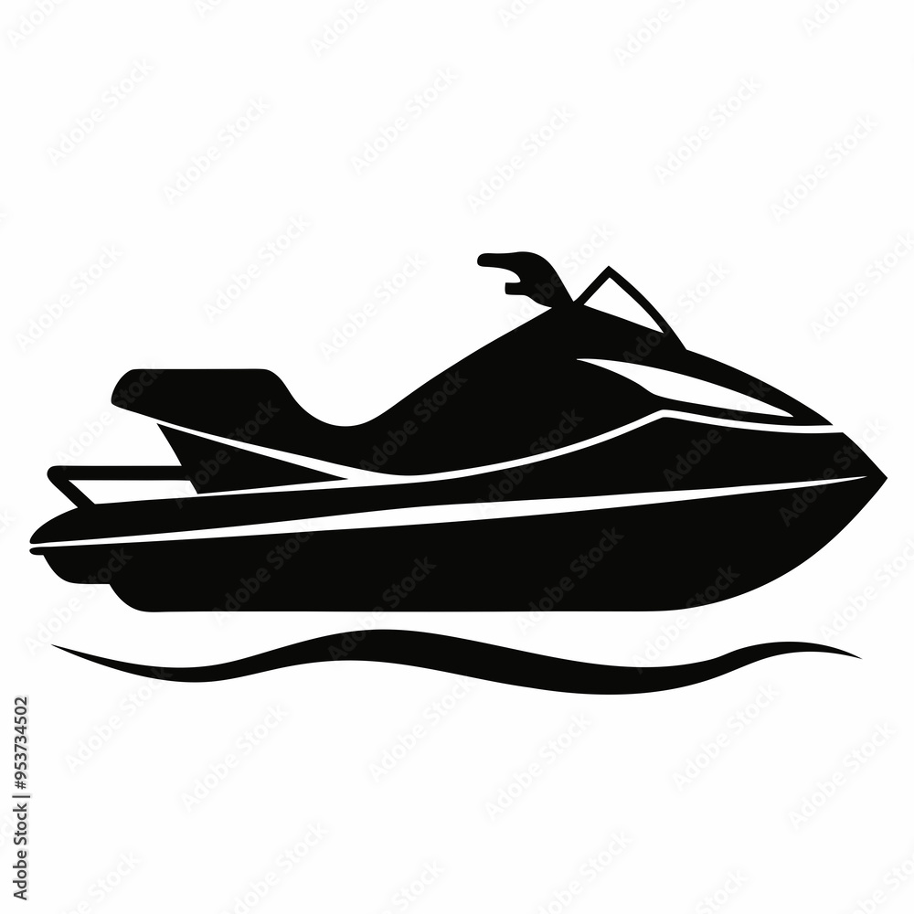 Naklejka premium Jet ski Black silhouette