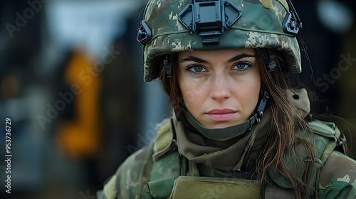 A young woman in military u...