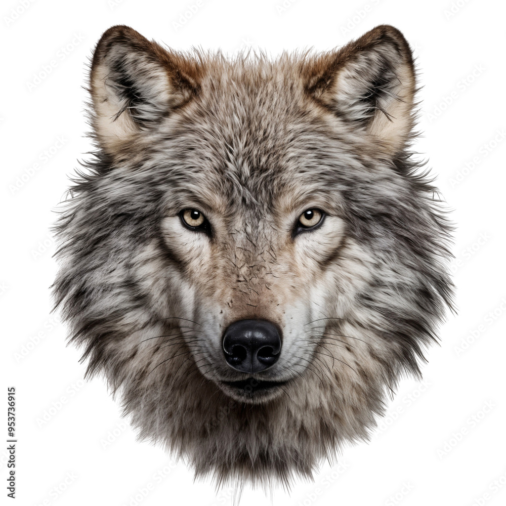 Close-up of a wolf's head isolated on transparent background, cut out Close-up of a wolf's head isolated on transparent background, cut out