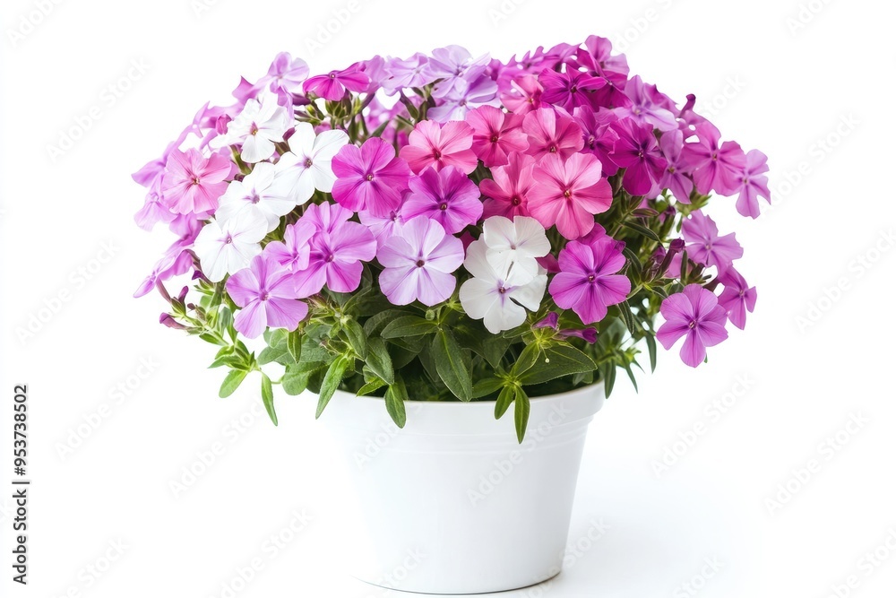 A White Potted Plant with Multicolored Flowers A White Potted Plant with Multicolored Flowers
