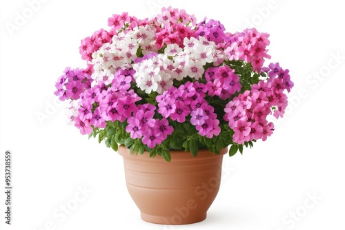 Wallpaper Mural Pink and White Phlox Flowers in a Terracotta Pot Torontodigital.ca
