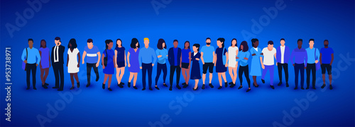 Group of people staying in line. Team concept. People crowd.