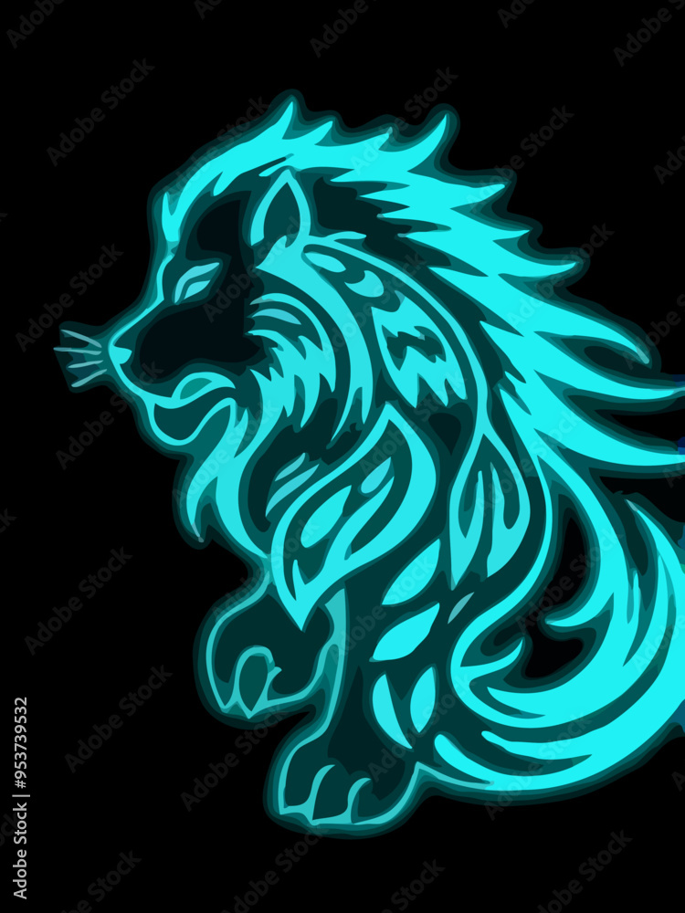 Fototapeta premium Leuchtender Löwe im Tribal-Stil