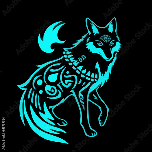 Leuchtender Fuchsbau im Tribal-Stil