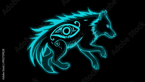 Leuchtender Fuchsbau im Tribal-Stil