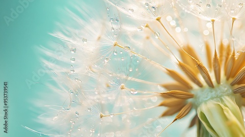 Dandelion Seeds with Dew Drops - A Delicate Macro View photo