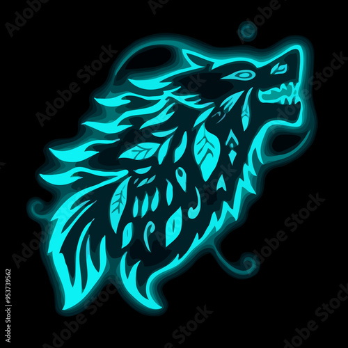 Mystischer Wolf im Neonlicht