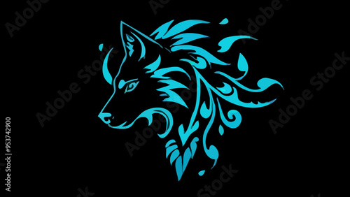 Mystischer Wolf im Neonlicht