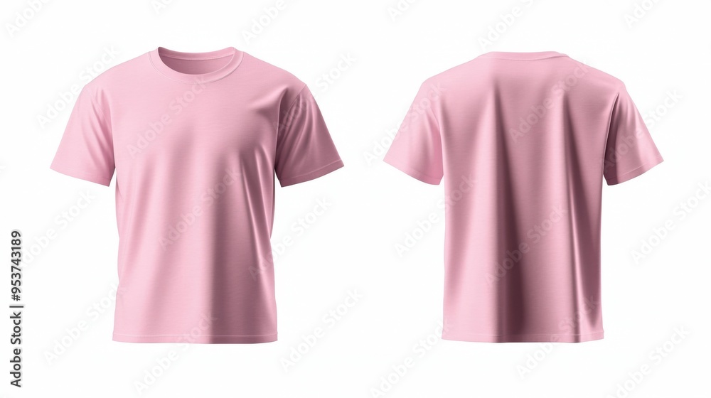 Blank pink short sleeve t-shirt mockup on white background Blank pink short sleeve t-shirt mockup on white background