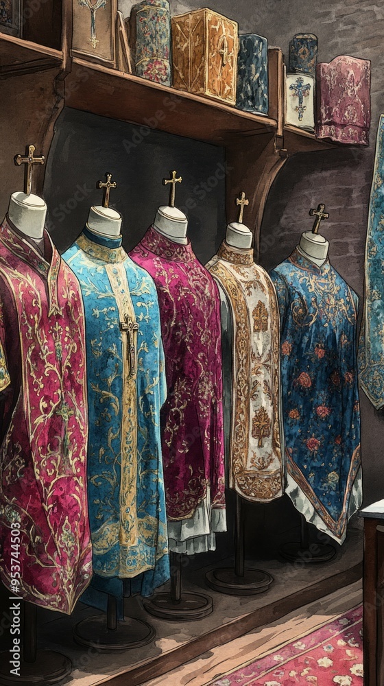 Chasuble Vestment Display Christianity Religion Spiritual Symbol Chasuble Vestment Display Christianity Religion Spiritual Symbol