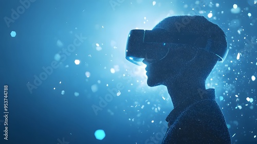 Immersive Exploration of Virtual Reality Through a Digital Wireframe Figure Embracing the Future of Interactive Technology and Connectivity