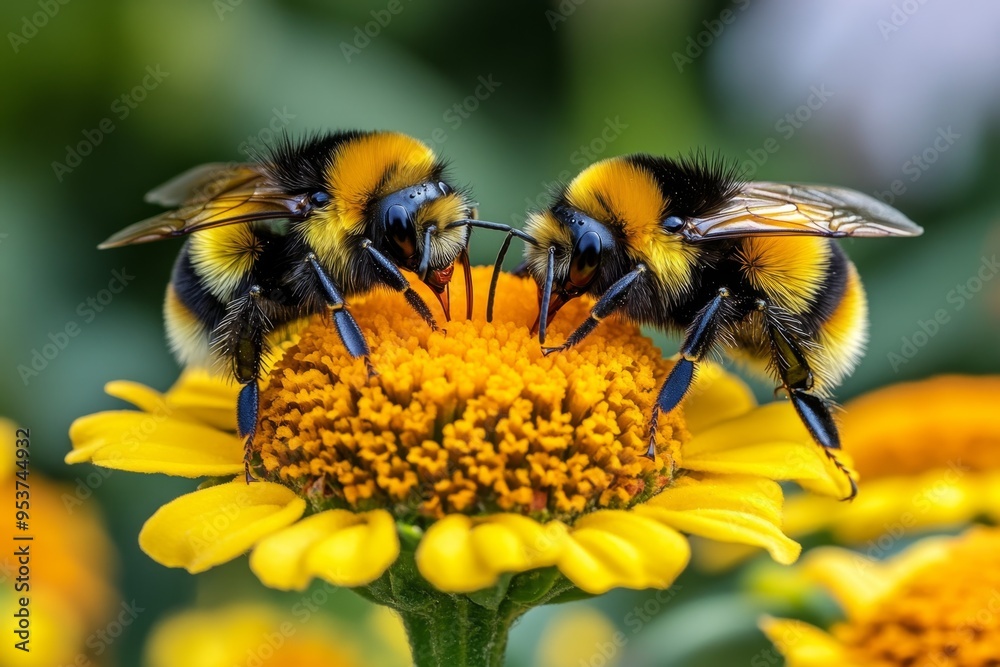 Bumblebees, in a butterfly garden, among other pollinators share the space with butterflies and bees Bumblebees, in a butterfly garden, among other pollinators share the space with butterflies and bees
