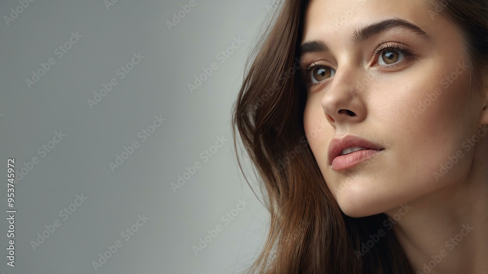 portrait of a young woman with long brown hair background portrait of a young woman with long brown hair background