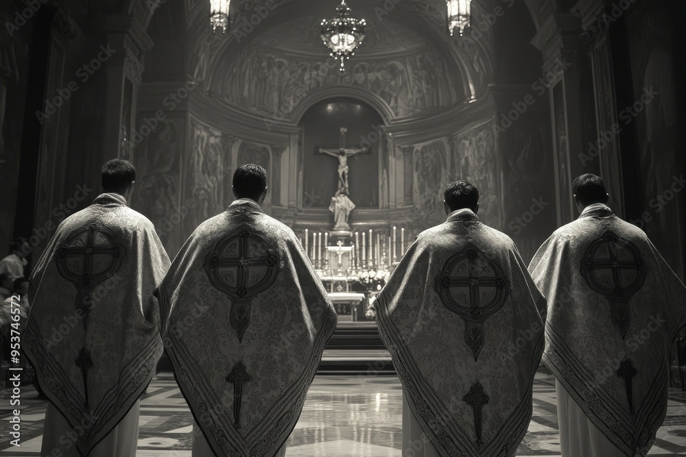 Naklejka premium Chasuble Ceremonial Procession Christianity Religion Spiritual Symbol