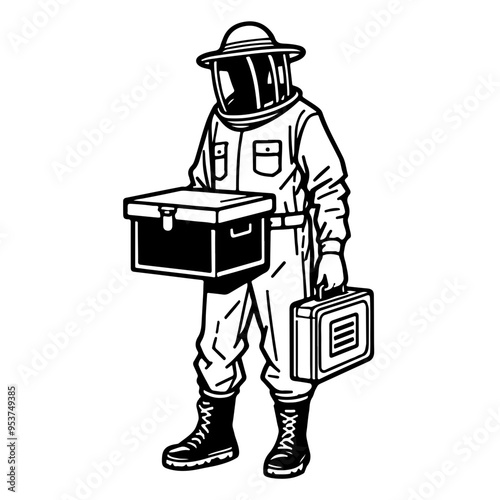 Beekeeper Carrying Honey Boxes.