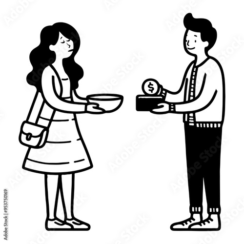 Woman begging for money.