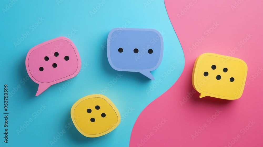 Colorful Speech Bubbles on a Split Background Colorful Speech Bubbles on a Split Background