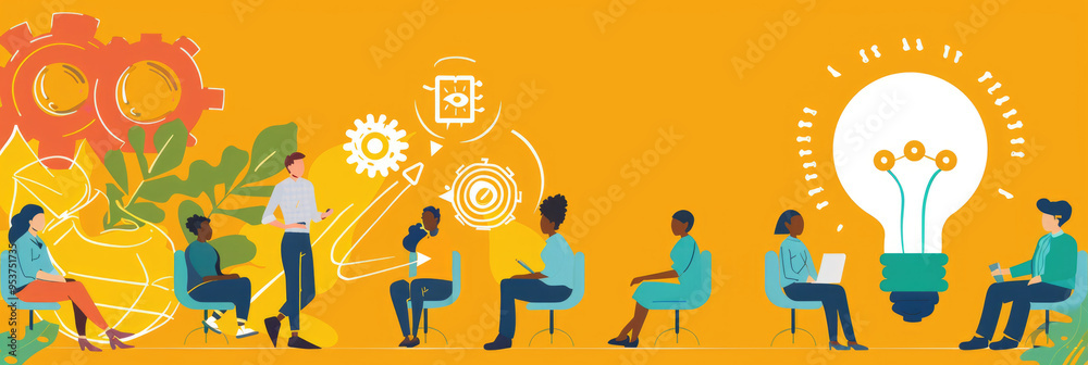 A diverse group of professionals actively participates in a collaborative brainstorming session, fostering innovation and teamwork A diverse group of professionals actively participates in a collaborative brainstorming session, fostering innovation and teamwork
