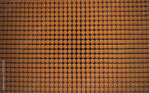 Orange pattern. Orange circular pattern, repeating design. Abstract texture, background, wallpaper.