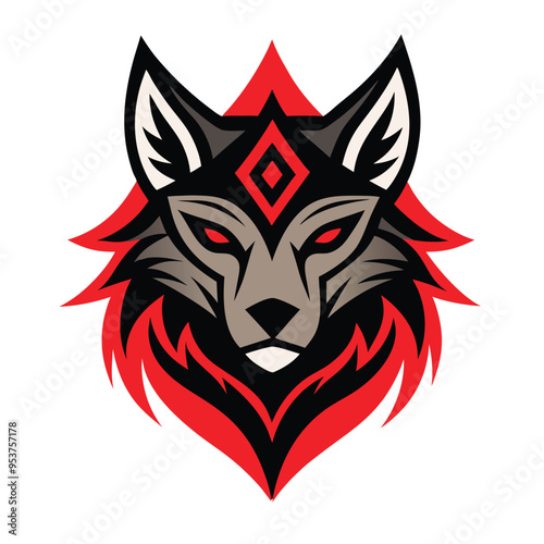 Tribal Wolf Head logo vector illustration for unique designs and branding projects.