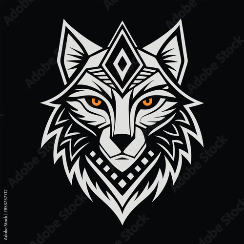 Wallpaper Mural Tribal Wolf Head logo vector illustration for unique designs and branding projects. Torontodigital.ca