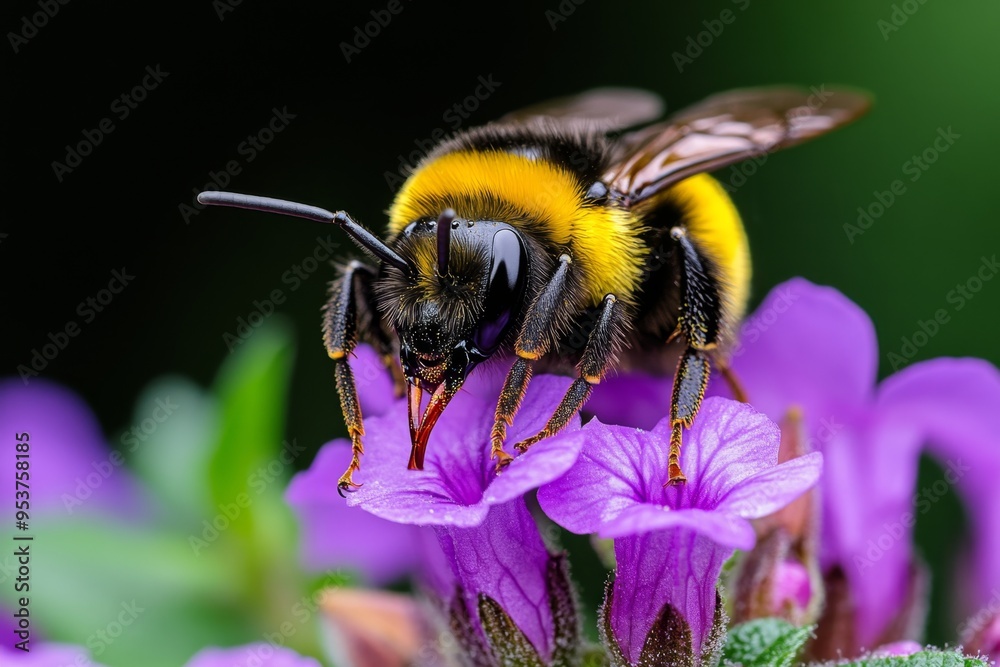 Bumblebees, in a flower bed, colorful companions move between blooms, pollinating with purpose