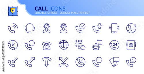 Simple set of outline icons about call