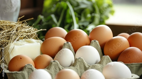 Fresh Eggs in a Cardboard Carton