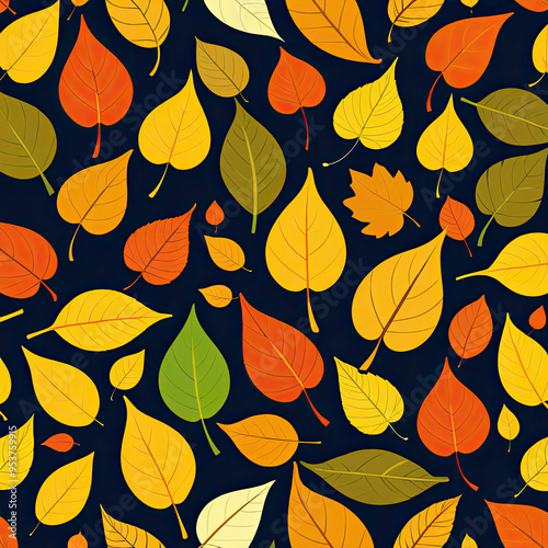 autumn leaves seamless pattern with Generative ai