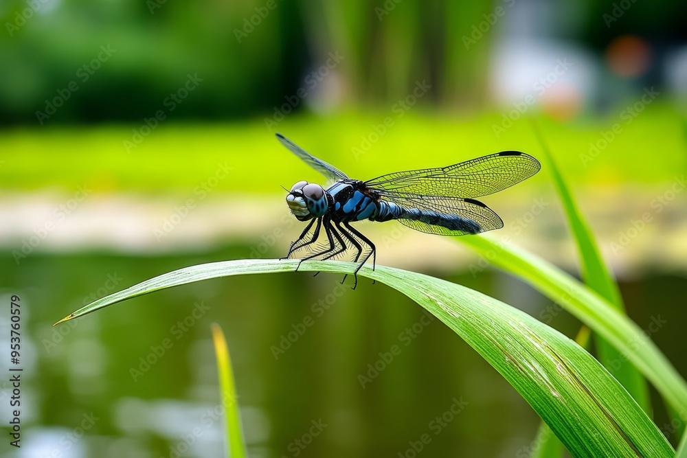 Dragonflies, hovering near reeds, gentle presence add a touch of grace to water's edge Dragonflies, hovering near reeds, gentle presence add a touch of grace to water's edge