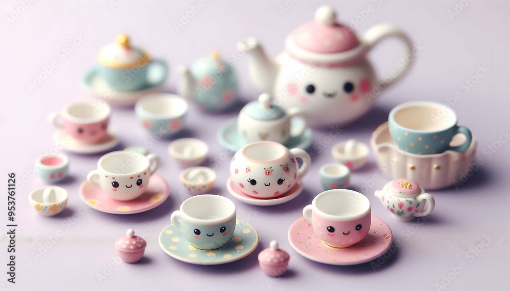 Cute Miniature Tea Set with Smiling Faces - Adorable Pastel Teapots, Cups, and Saucers for Dollhouse Decor
Cute Miniature Tea Set with Smiling Faces - Adorable Pastel Teapots, Cups, and Saucers for Dollhouse Decor