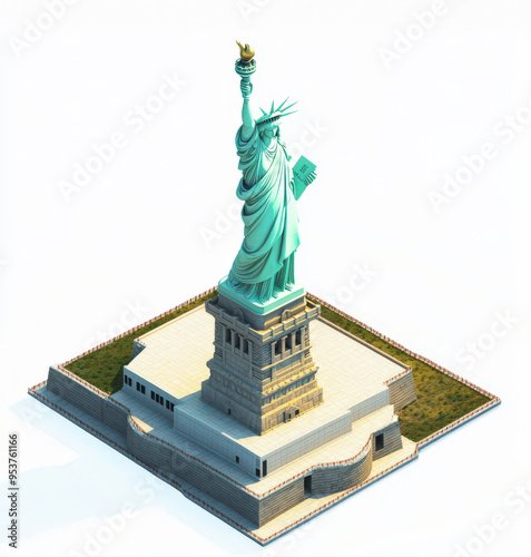 Statue of Liberty Isometric View Isolated on White