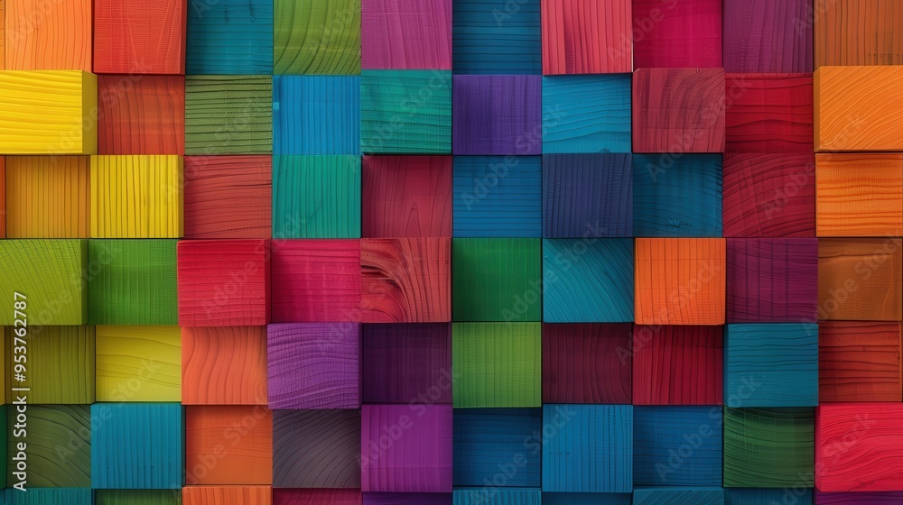 Colorful textured wooden cubes create a vibrant wall backdrop, showcasing a playful yet sophisticated design, perfect for engaging storytelling and promotional content. Colorful textured wooden cubes create a vibrant wall backdrop, showcasing a playful yet sophisticated design, perfect for engaging storytelling and promotional content.