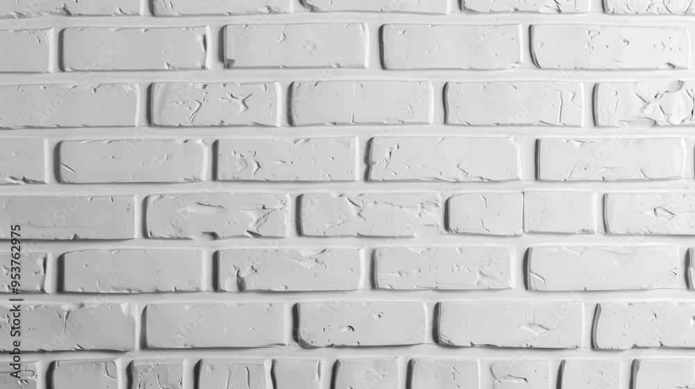 Fototapeta premium Sleek Urban Elegance, featuring a smooth white brick wall, exuding fresh and modern aesthetics, ideal for contemporary interiors or minimalist design themes.