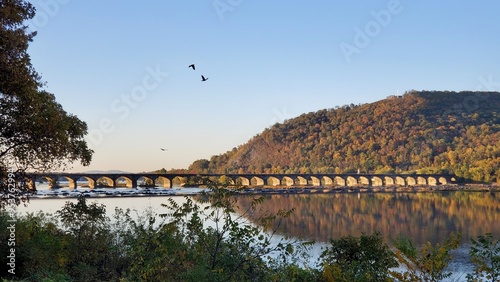 View of Rockville Bridge from Fort Hunter, Harrisburg, Pennsylvania